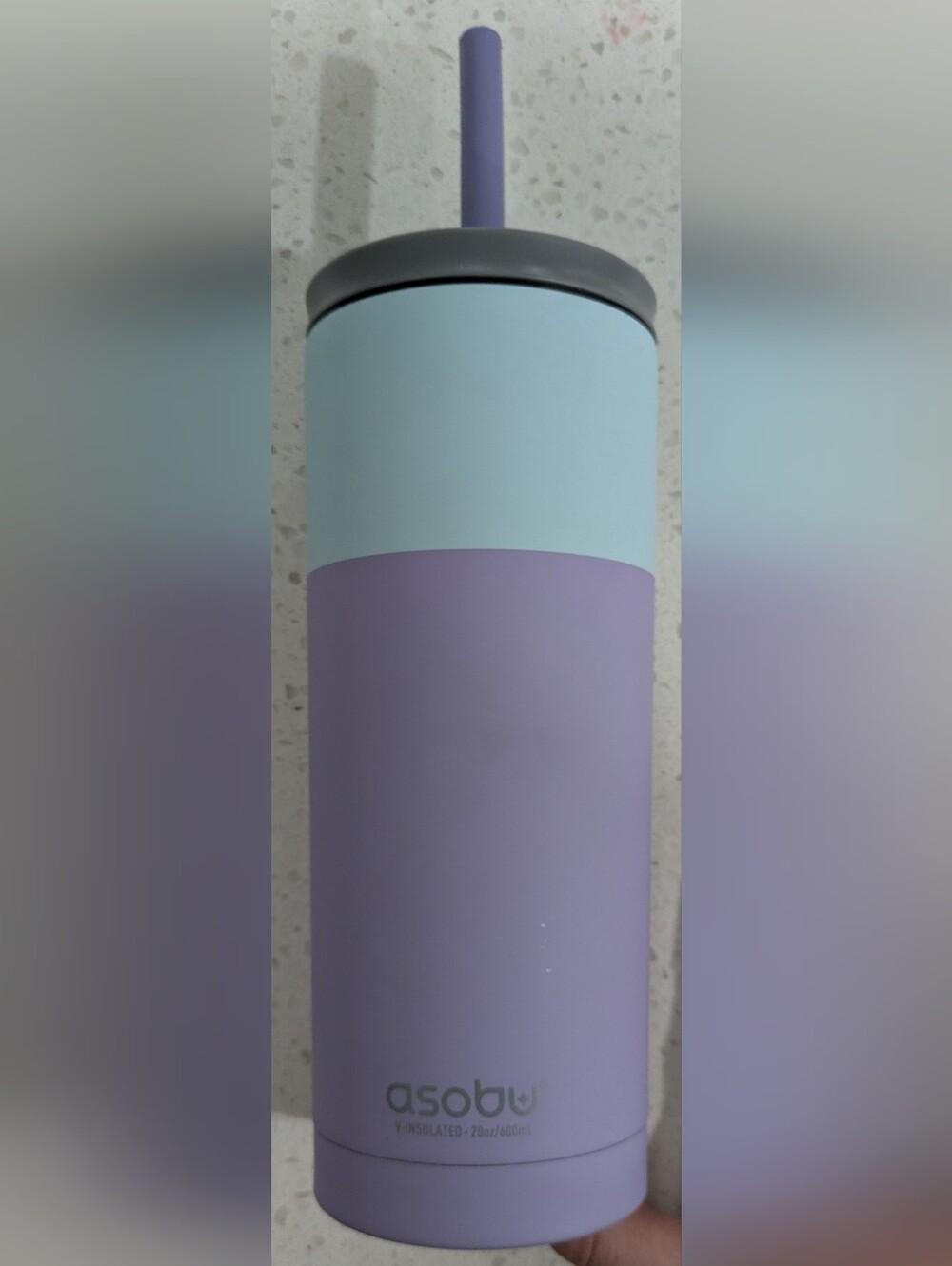 Asobu Dual-Tone Lavender & Light Blue Insulated Tumbler with Straw